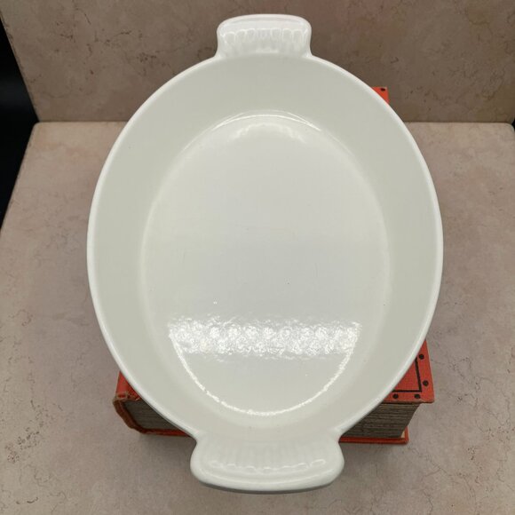 Vintage 1960's Le Creuset #24 Cream Cast Iron Au Gratin Casserole Dish France - Picture 3 of 9